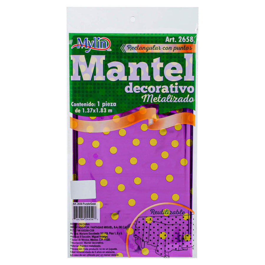 Art.2658 Mantel Metalizado Con Puntos 1.37x1.83cm 1pz
