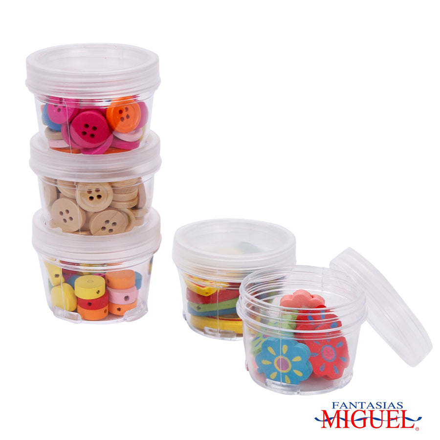 Art.3350 Bote Con Tapa Apilable (50ml aprox) 4x5.5cm 5pz