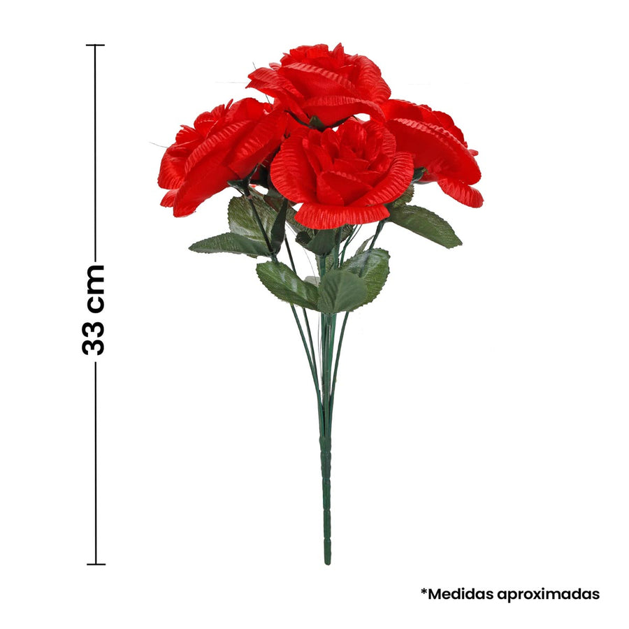 Art.3476 Ramo Rosa Satinado X6 33cm 1pz
