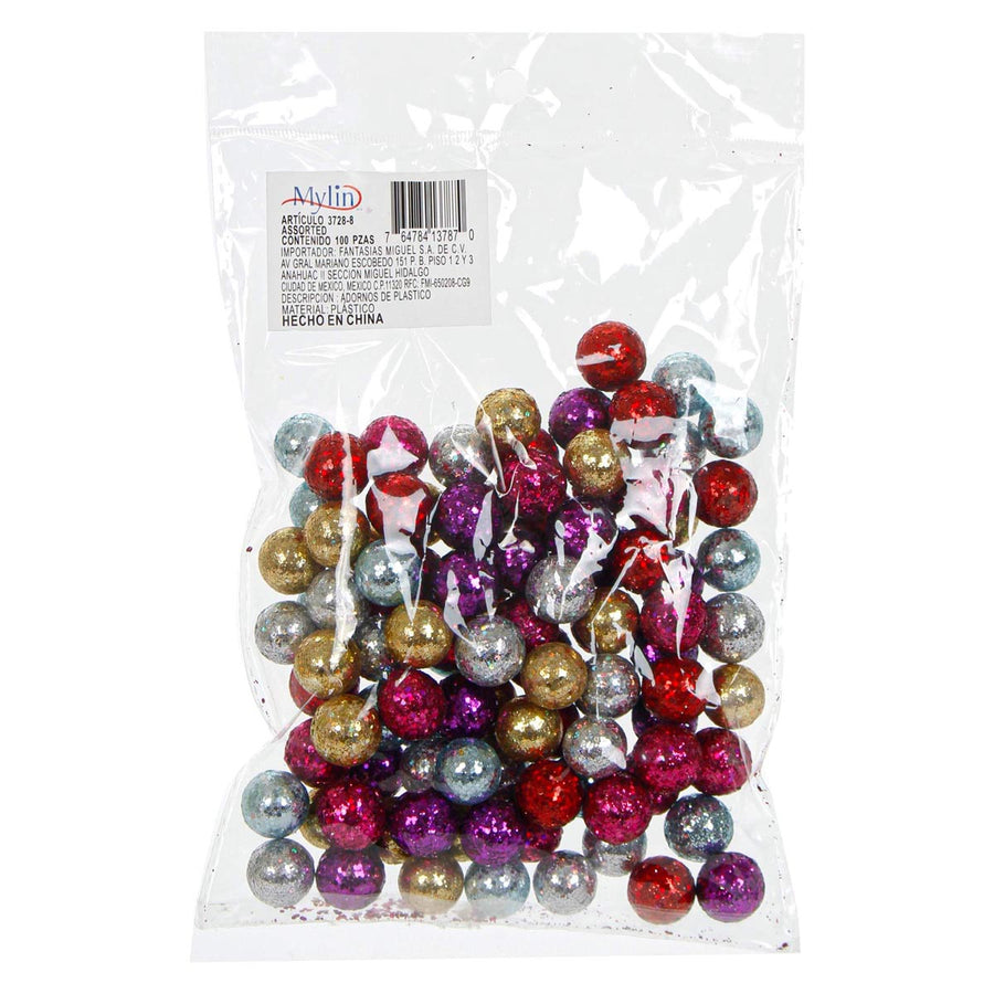 Art.3728 Bolitas De Unicel Diamantadas 15mm 100pz