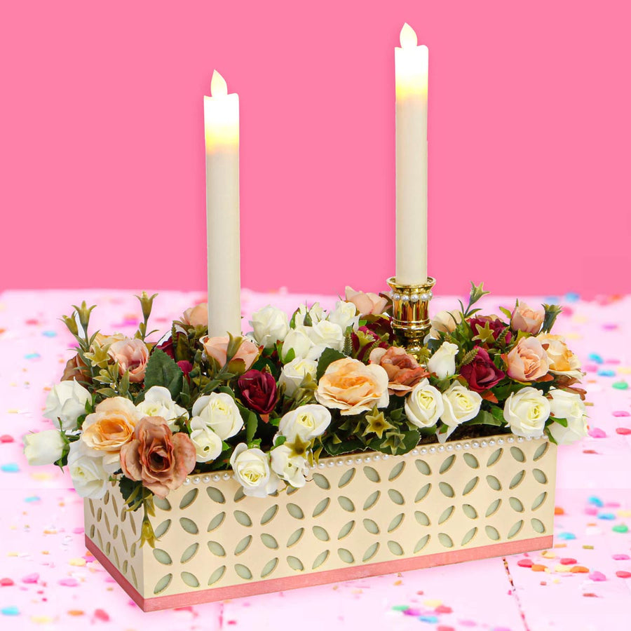 Art.4598 Vela Flama Movible Led Con Candelabro 23.5x5.4cm 1pz