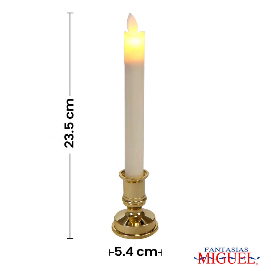 Art.4598 Vela Flama Movible Led Con Candelabro 23.5x5.4cm 1pz