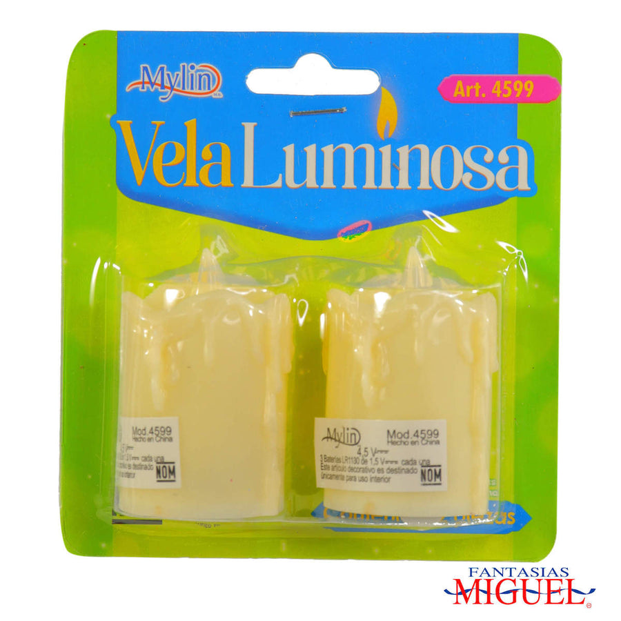 Art.4599 Vela Led   (Incluye 3 baterias reemplazables) 5.7x3.5x3.5cm 2pz
