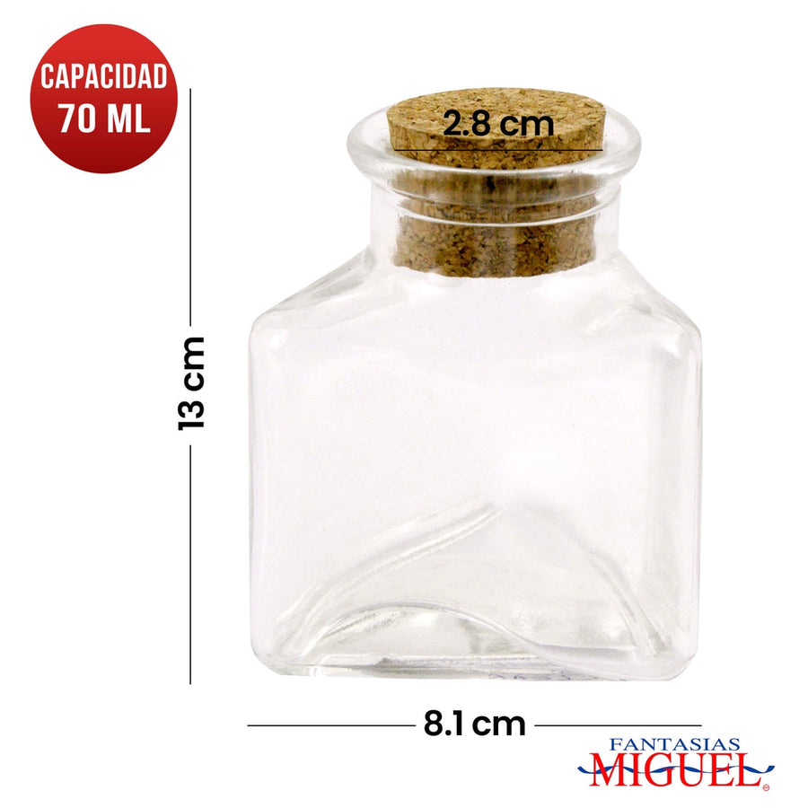 Art.4691 Botella De Vidrio Con Corcho aprox 70ml 7x6cm 1pz