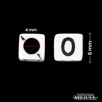 Art.4722 Cuenta Letra Cubo Blanco Negro 5x5x5mm 200pz