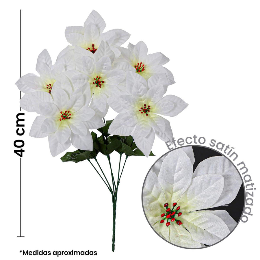 Art.4868 Ramo Nochebuena Grande Satín Matizado x6 40cm 1pz