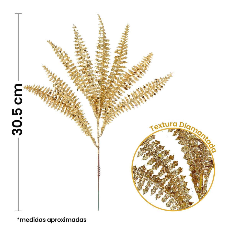 Art.5094 Pick Navideño Diamantado Helecho 30.5cm 1pz
