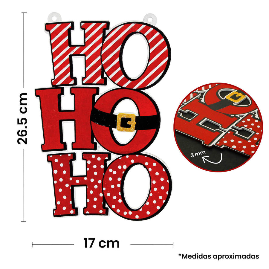 Art.5201 Letrero HoHoHo De Color 26.5x17.5cm 1pz