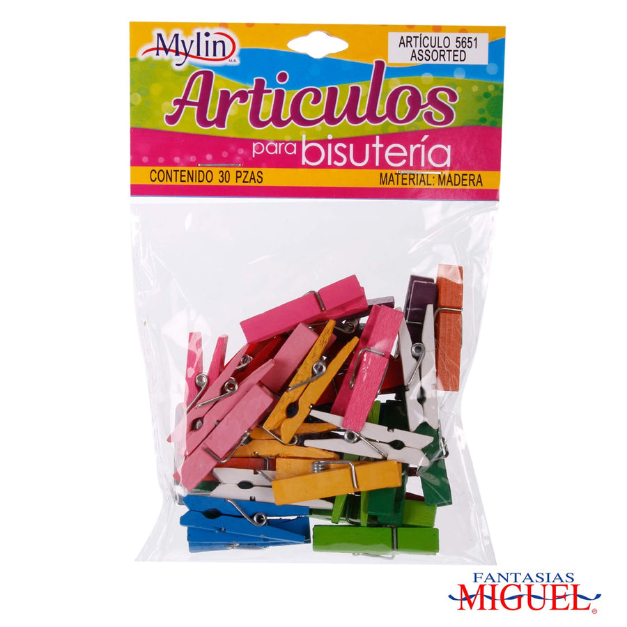 Art.5651 Pinza De Madera Colores Surtidos 3.5cm 30pz