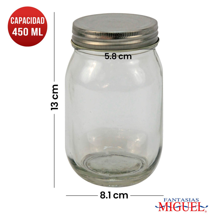 Art.6061 Frasco Con Tapa  Metálica aprox 450ml 13x8.1cm 1pz