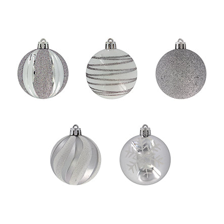 Art.6148 Esferas Surtidas Blanco/Plata