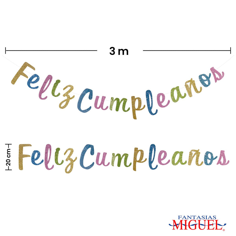 Art.6538 Guía Feliz Cumpleaños 20cm    3m 1pz