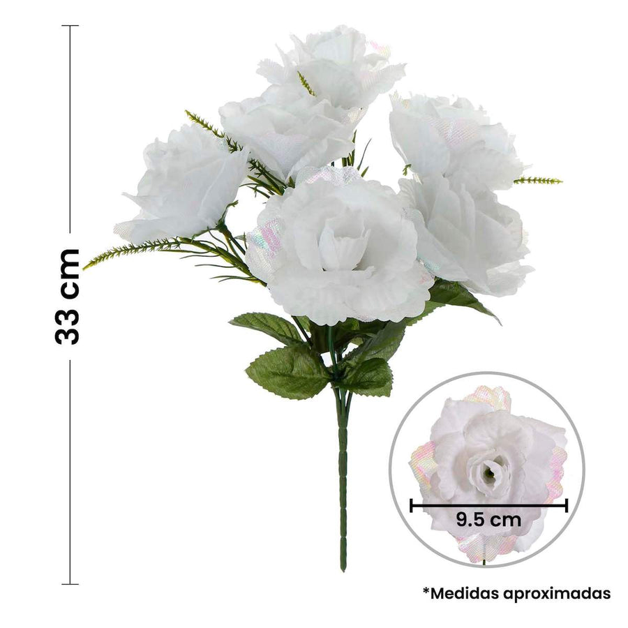 Art.6654 Bush Chico Rosas Con Iris X6 Flores 33cm 1pz