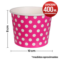 Art.6964 Vaso Impreso Con Puntos   (Aprox 400ml) 8x10cm 15pz