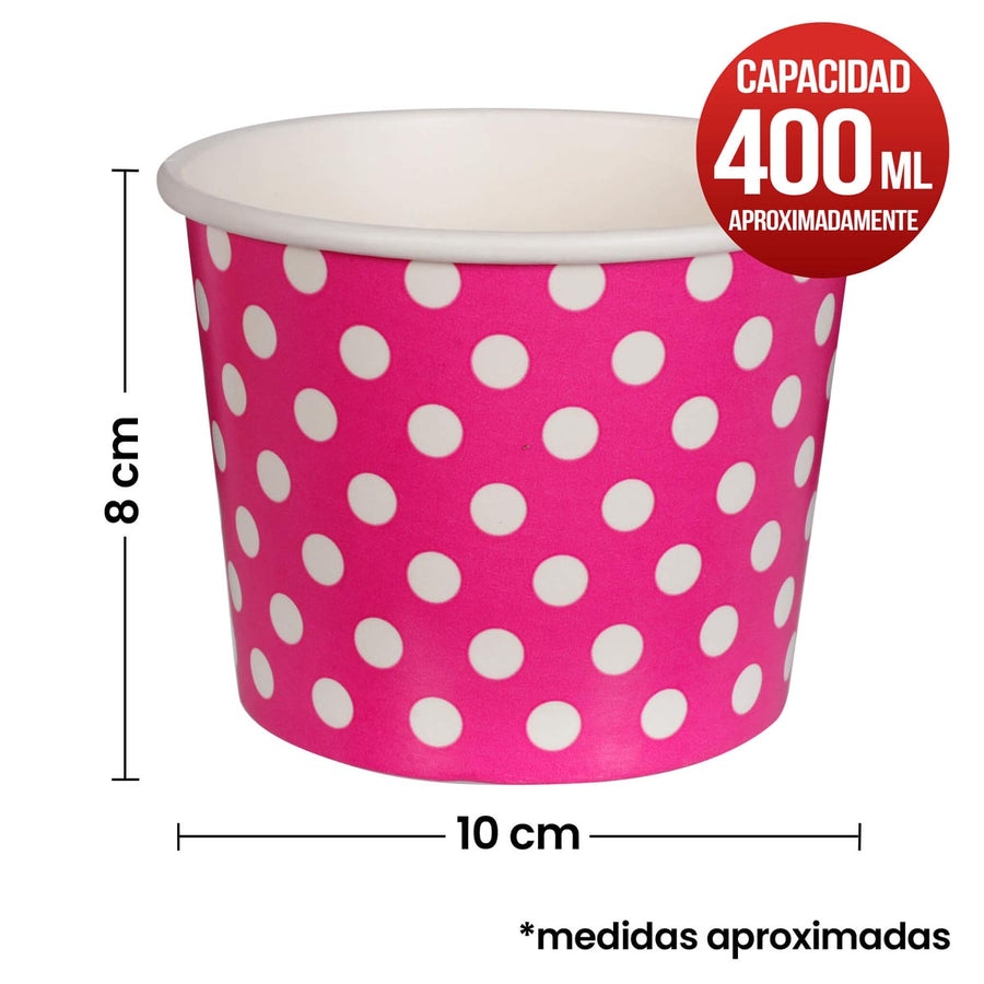 Art.6964 Vaso Impreso Con Puntos   (Aprox 400ml) 8x10cm 15pz