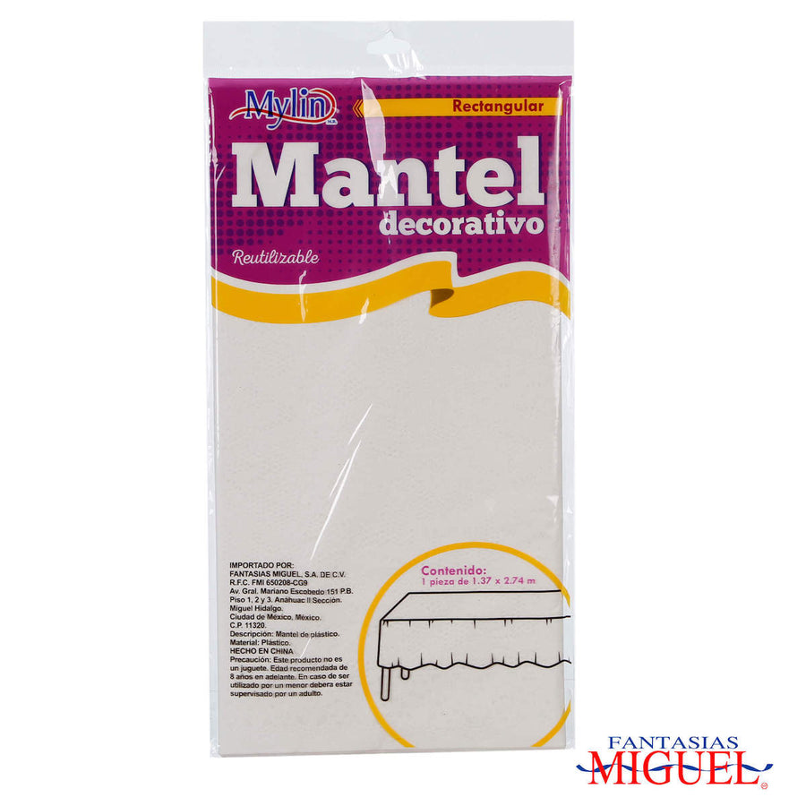 Art.8329 Mantel Plástico Rectangular Bordado 1.38x2.76m 1pz