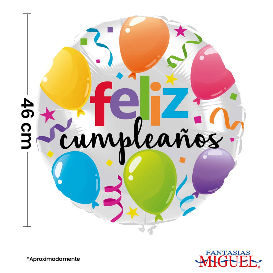 Art.8425 Globo Impreso Feliz Cumpleaños 46cm 1pz