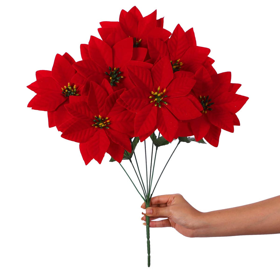 Art.8675 Flor Nochebuena Terciopelo x7 44cm 1pz