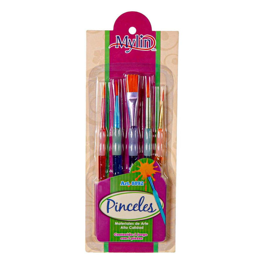 Art.8892 Juego Pinceles Agarradera Plástico Surtido 5pz