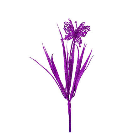 Art.8957 Ramo Pastito Con Mariposa Diamantado