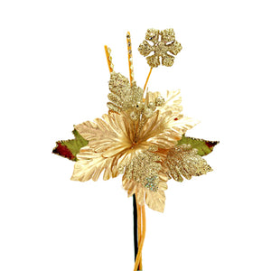 Art.9032 Flor Nochebuena Metálica Con Decoración