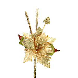 Art.9076 Flor Nochebuena Metálica Con Decoración