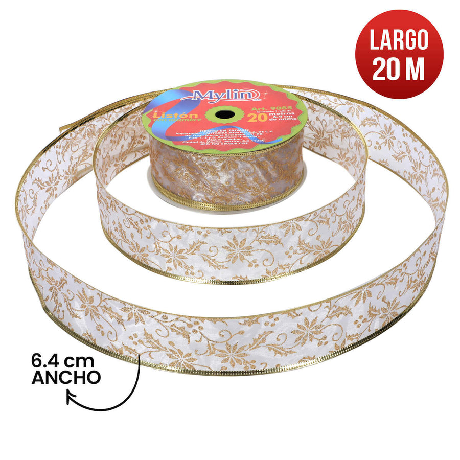 Art.9085 Listón Organza Nochebuena 6.4cm 20m
