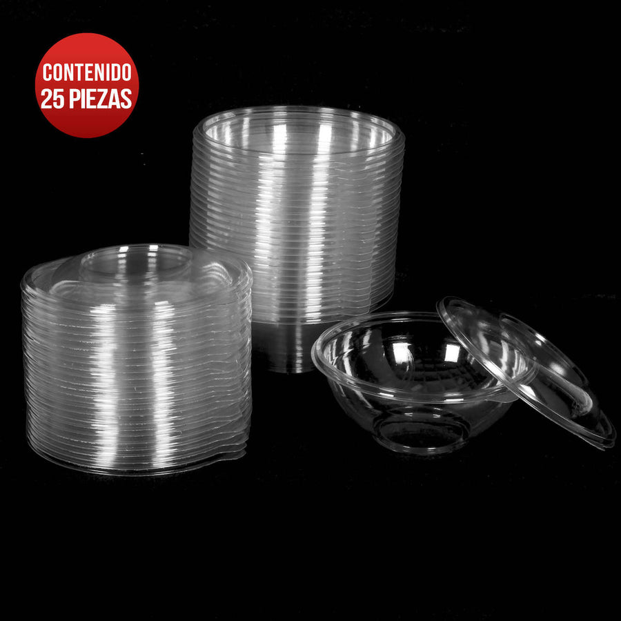 Art.9434 Contenedor de Plástico Ensaladas aprox 650ml 9.5x17cm 25pz