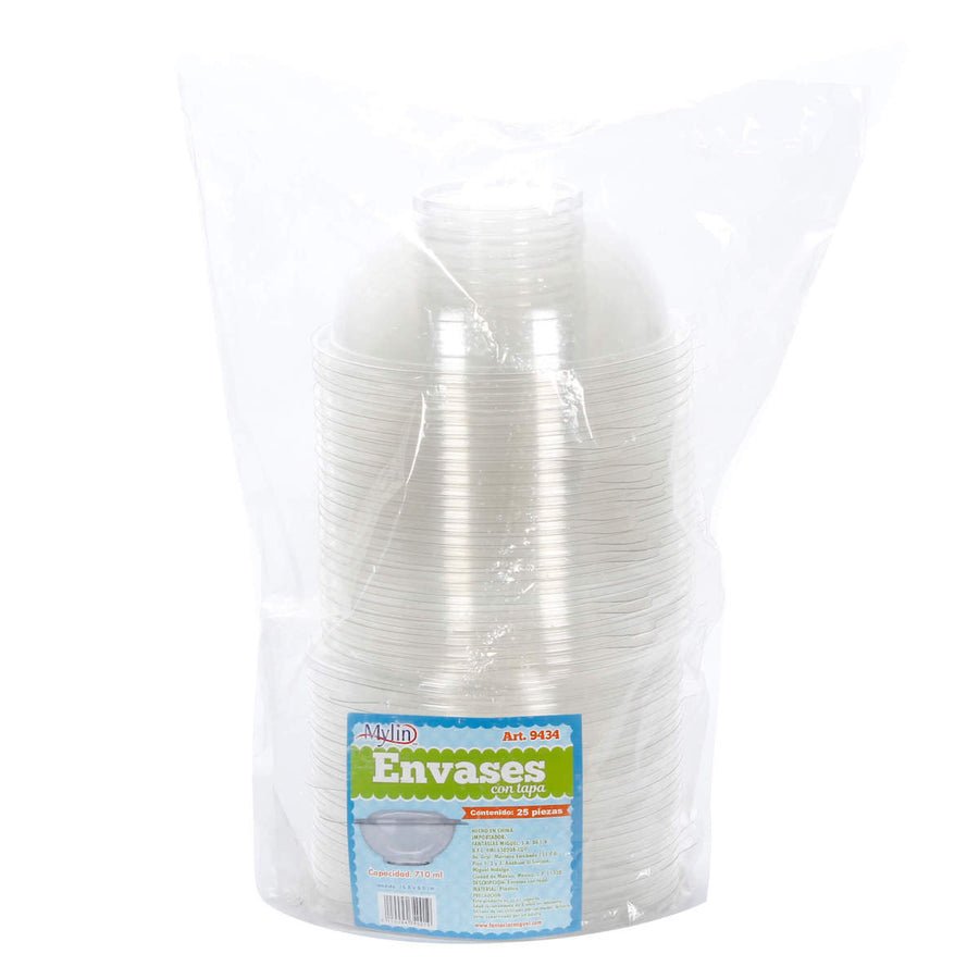 Art.9434 Contenedor de Plástico Ensaladas aprox 650ml 9.5x17cm 25pz