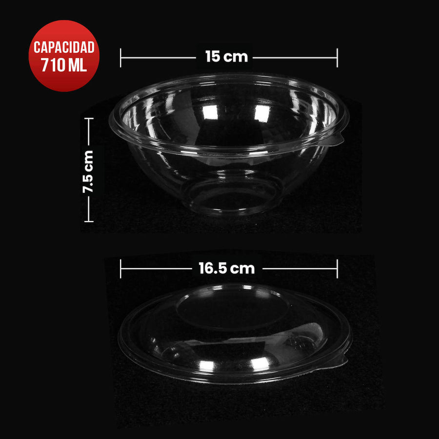 Art.9434 Contenedor de Plástico Ensaladas aprox 650ml 9.5x17cm 25pz