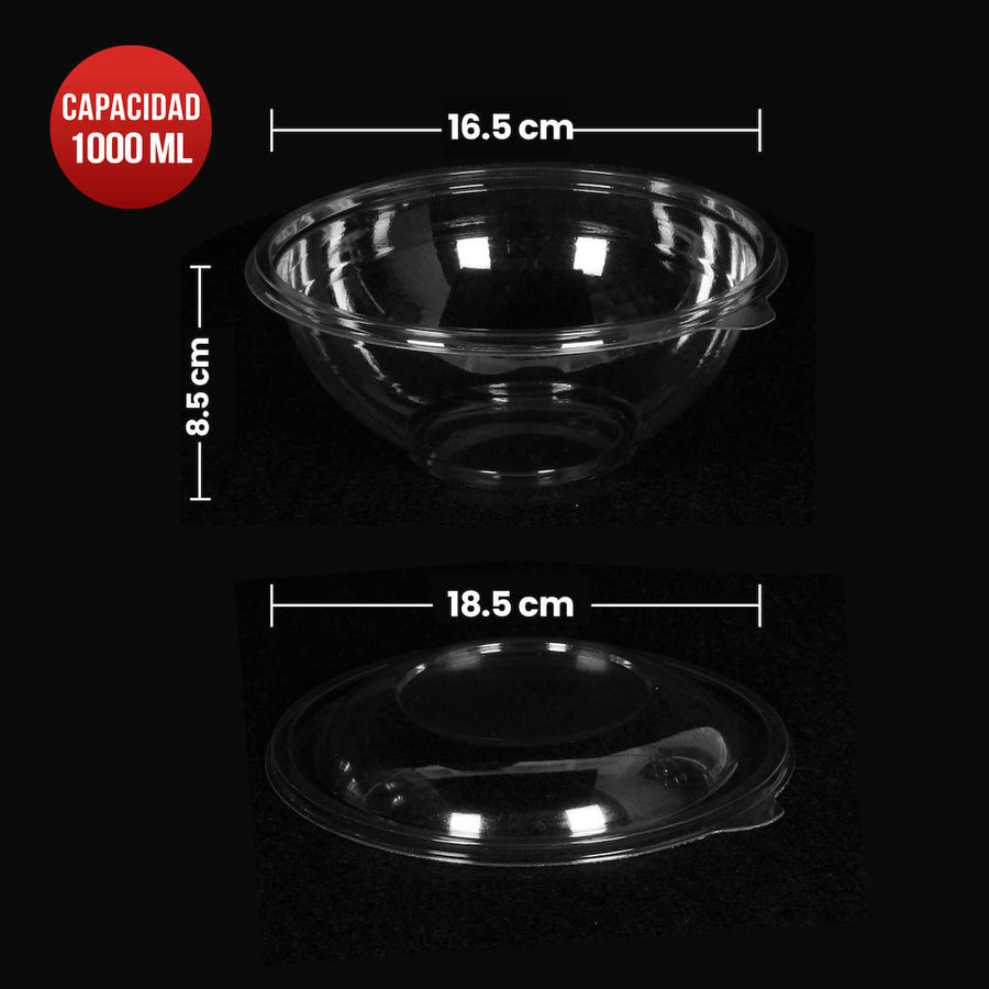 Art.9436 Contenedor de Plástico Ensaladas aprox 950ml 10.5x18.5cm 25pz