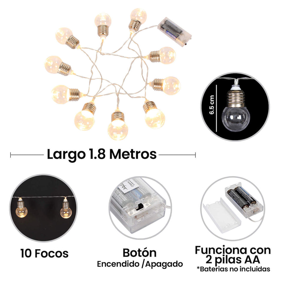 Art.954 Serie Focos Leds Decorativa x10 1.8m 1pz
