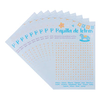 Art.9735 Juego Baby Shower Azul 21.5x13.5cm 10pz