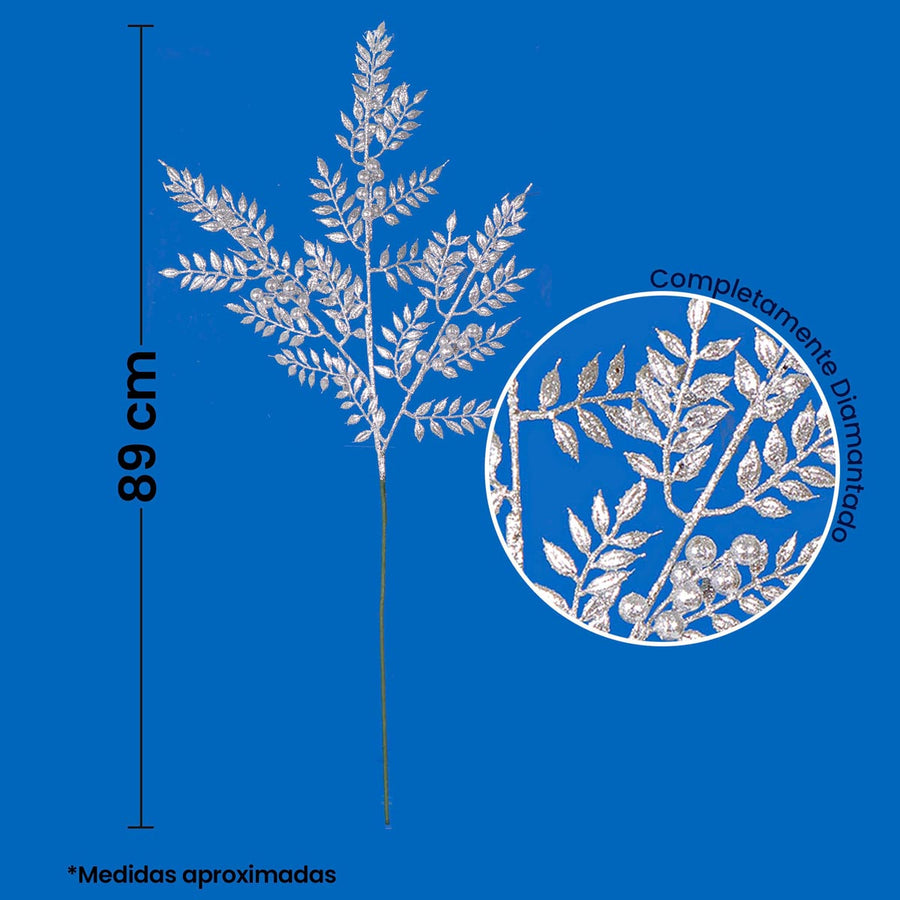 Art.9847 Vara Follaje Con Cerezas Diamantadas 89cm 1pz