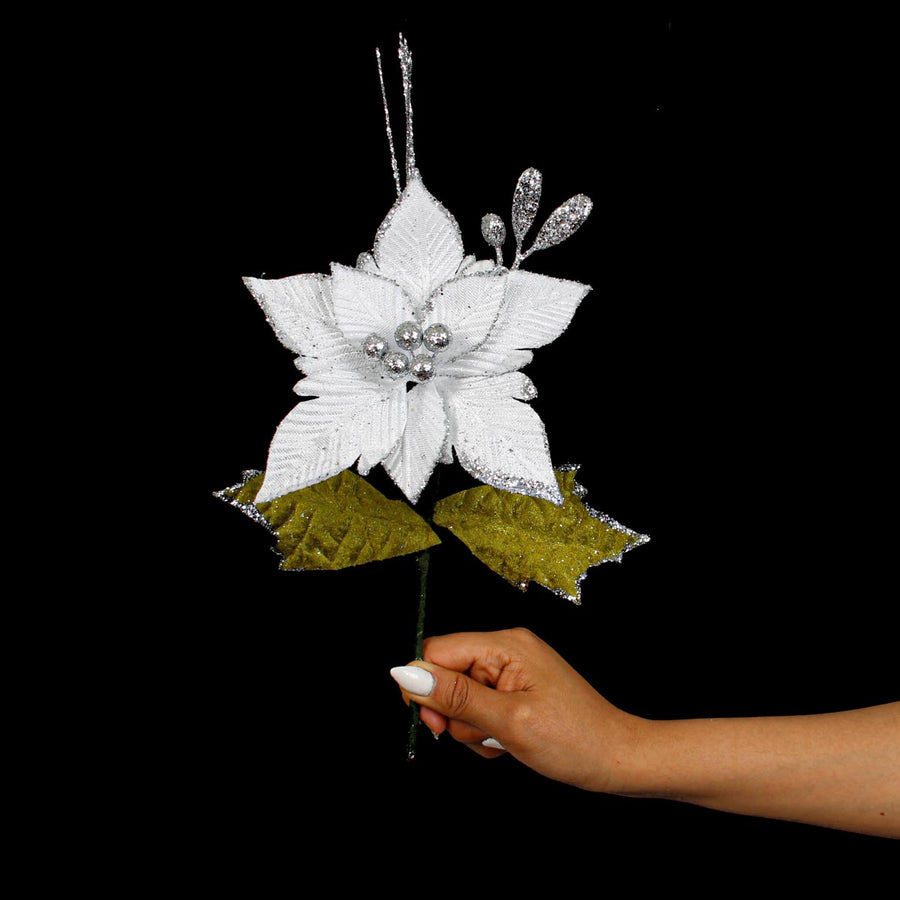 Art.9864 Flor De Nochebuena Grande Terciopelo 32cm 1pz