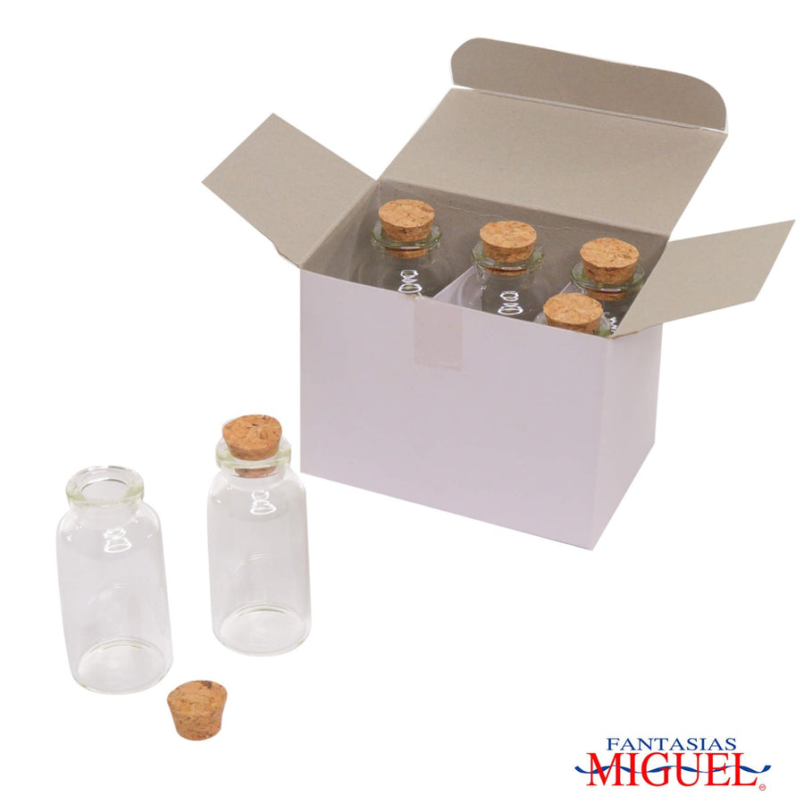 Art.987 Botellita De Cristal Con Tapa aprox. 20ml 6x2.7cm 6pz