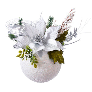 Esfera Navideña Blanca Con Chaquira