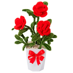 Maceta Con Flores De Chenille