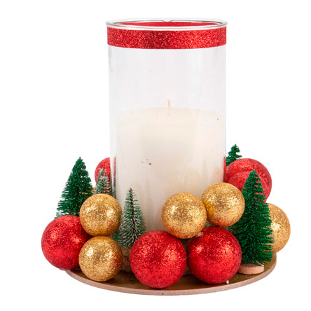 Vela Navideña Con Esferas