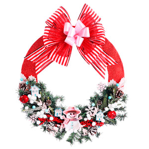 Corona Con Muñeco De Nieve Y Aldea