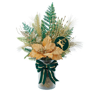 Arreglo Floral Navideño Verde-Oro