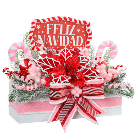 Arreglo Navideño Caramelos Rosa
