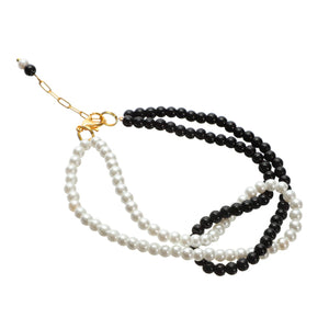 Pulsera De Perlas Blanco Y Negro