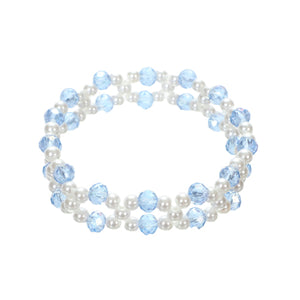 Pulsera De Perlas Y Cristal Azul
