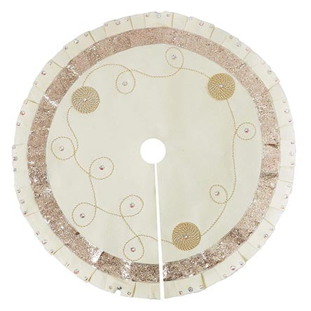 Pie De Árbol Navideño Marfil-Oro