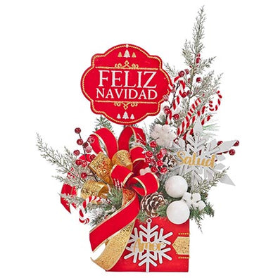 Fantasías Miguel Clave:DF37 Centro De Mesa Navideño Rojo-Oro