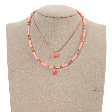 Collar Doble Con Dije Corona