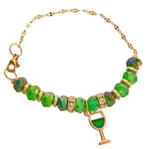 Pulsera Verde Con Dije Copa