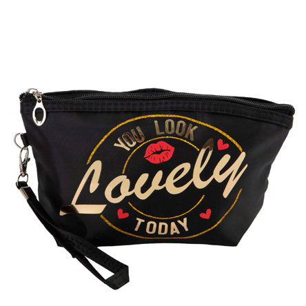 Estuche De Tela Love Oro-Negro