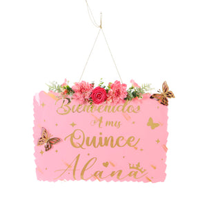 Letrero Xv Años Rosa-Oro